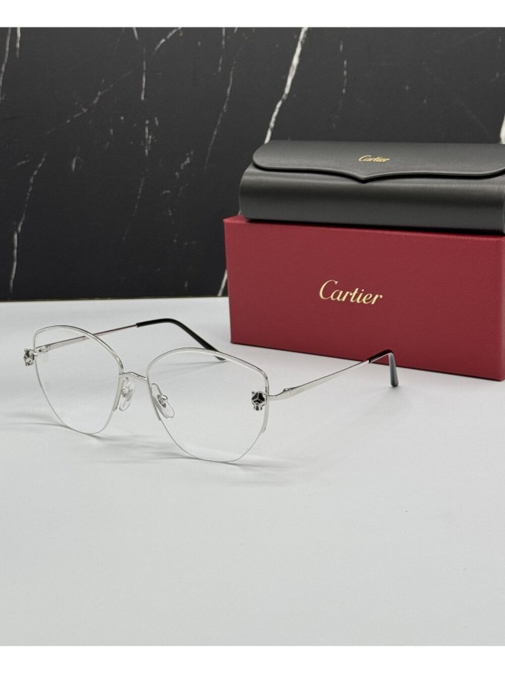 NWT Cartier Women Silver Metal Eyeglasses CT0370O 002 Authentic